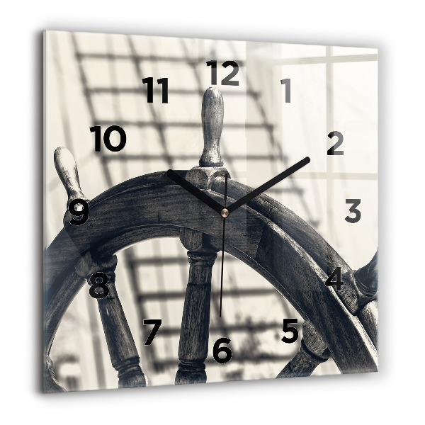 Square glass wall clock Ancient ship