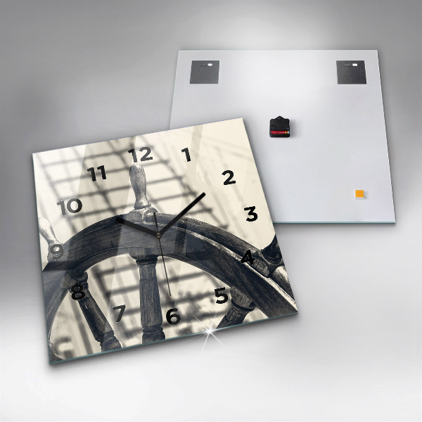 Square glass wall clock Ancient ship