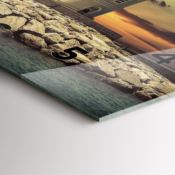 Square glass wall clock Lighthouse on the water