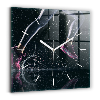 Square glass wall clock Healthy lifestyle and running