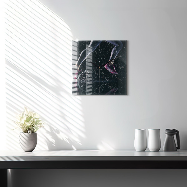 Square glass wall clock Healthy lifestyle and running