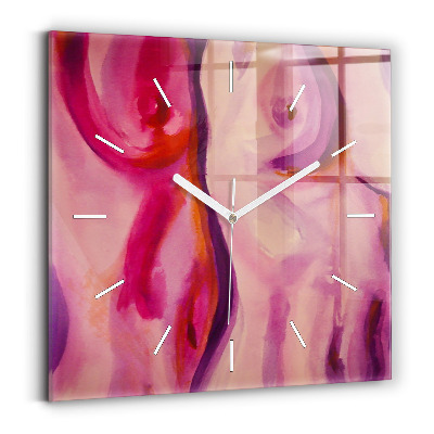 Square glass wall clock Painting Women