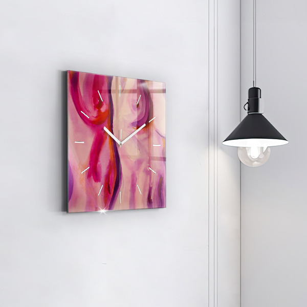 Square glass wall clock Painting Women