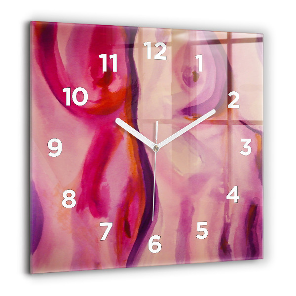 Square glass wall clock Painting Women