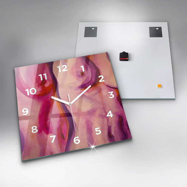 Square glass wall clock Painting Women