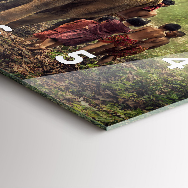 Square glass wall clock Children leading an elephant