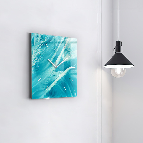 Square glass wall clock Green turquoise vintage