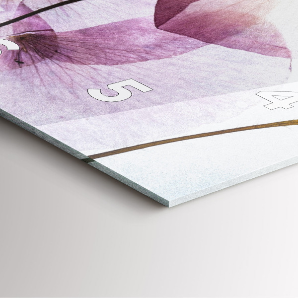 Square glass wall clock Dry poppy flowers