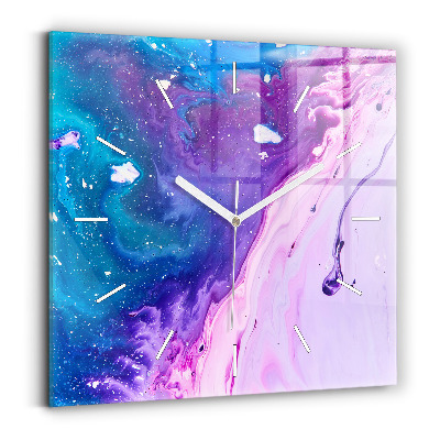 Square glass wall clock Colorful background