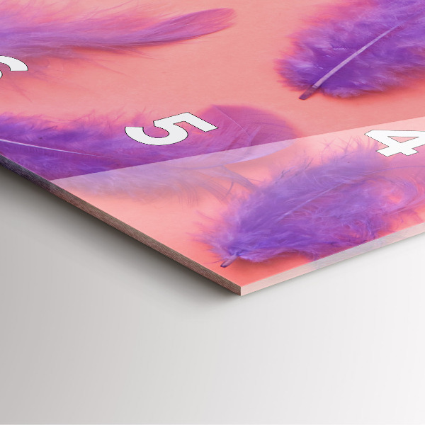 Square glass wall clock Colorful feathers