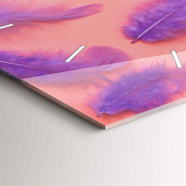 Square glass wall clock Colorful feathers