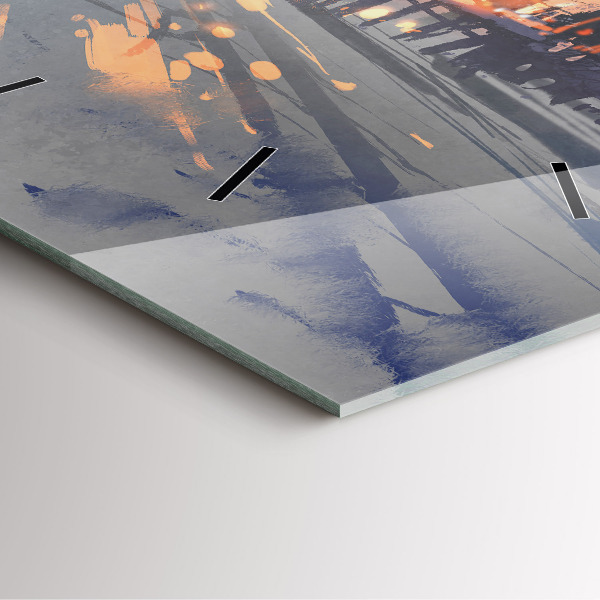 Square glass wall clock Winter Tree Landscape