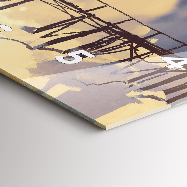 Square glass wall clock Man on the old bridge