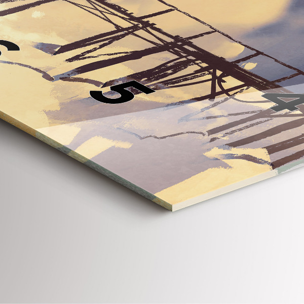 Square glass wall clock Man on the old bridge