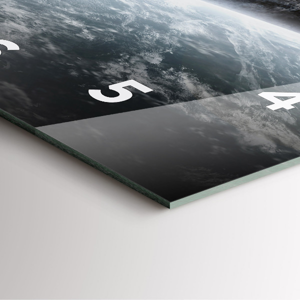 Square glass wall clock Space and planets