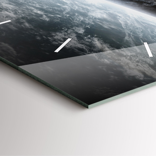 Square glass wall clock Space and planets