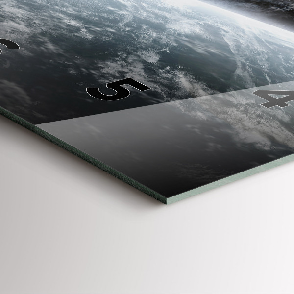 Square glass wall clock Space and planets