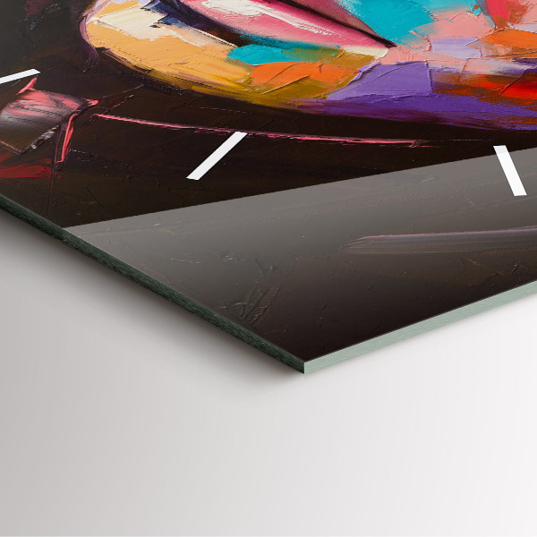 Square glass wall clock Portrait of a woman