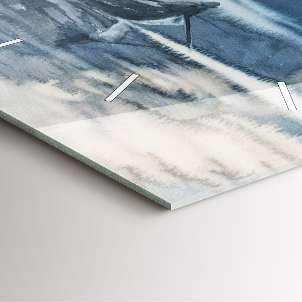 Square glass wall clock Fisherman on the lake