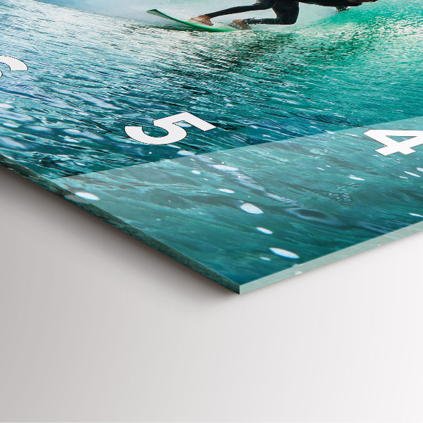 Square glass wall clock Surfing in Hawaii