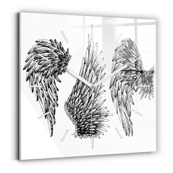 Square glass wall clock Angel wings
