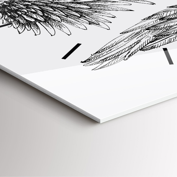 Square glass wall clock Angel wings