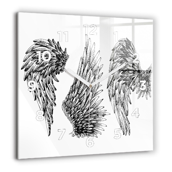 Square glass wall clock Angel wings