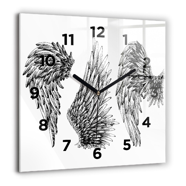 Square glass wall clock Angel wings