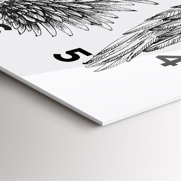 Square glass wall clock Angel wings