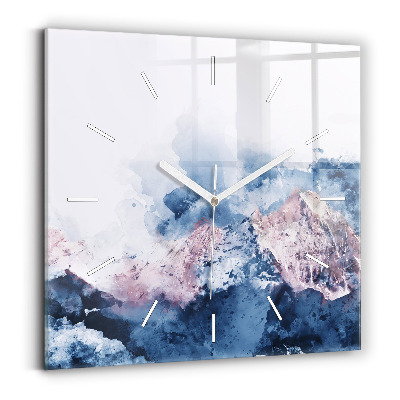 Square glass wall clock Abstract mountain ranges