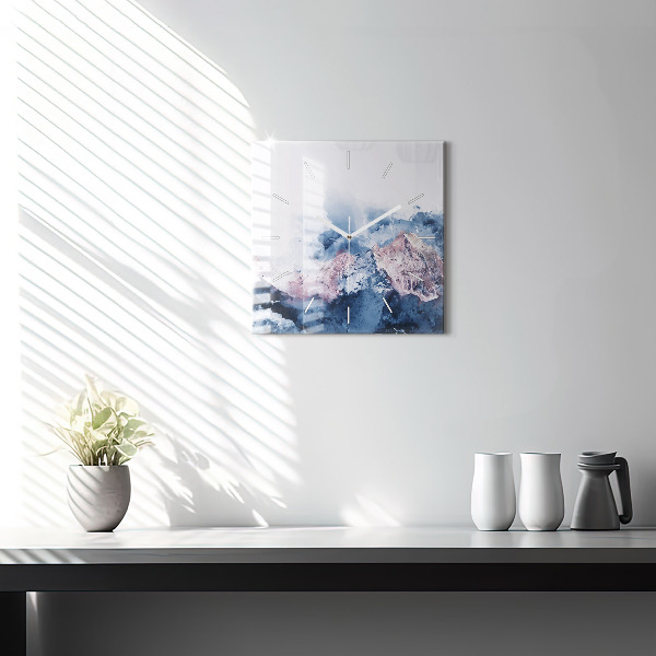 Square glass wall clock Abstract mountain ranges