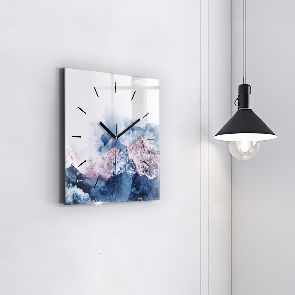 Square glass wall clock Abstract mountain ranges