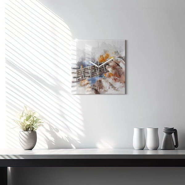 Square glass wall clock Guitar Graphics