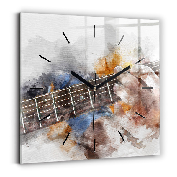 Square glass wall clock Guitar Graphics