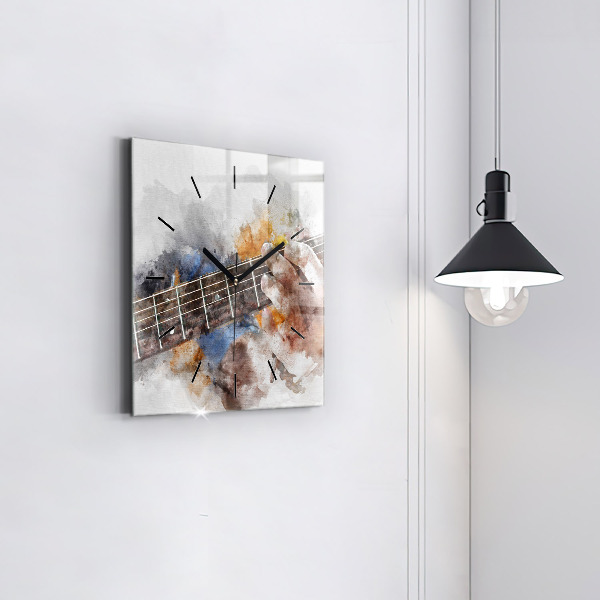 Square glass wall clock Guitar Graphics
