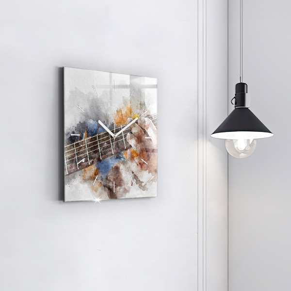Square glass wall clock Guitar Graphics