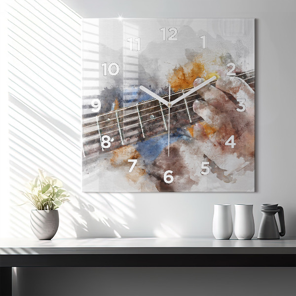Square glass wall clock Guitar Graphics
