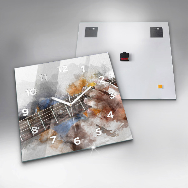 Square glass wall clock Guitar Graphics