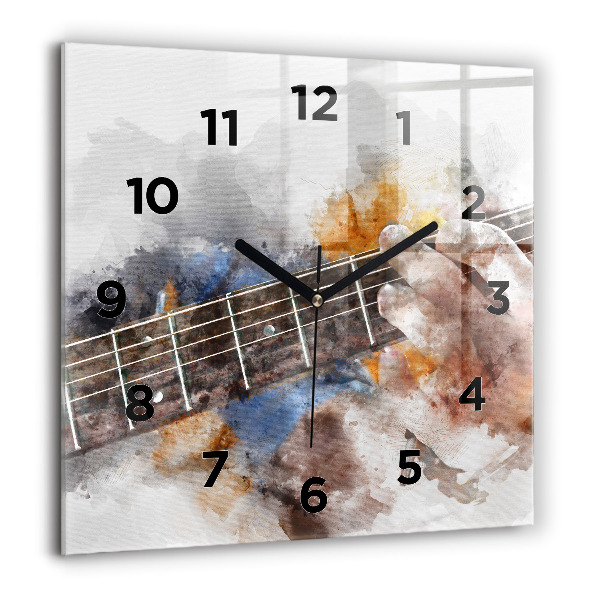 Square glass wall clock Guitar Graphics