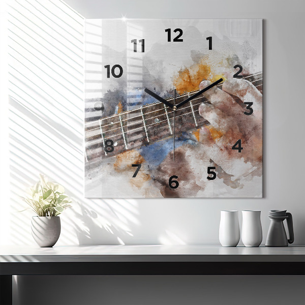 Square glass wall clock Guitar Graphics