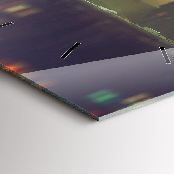 Square glass wall clock People with umbrellas