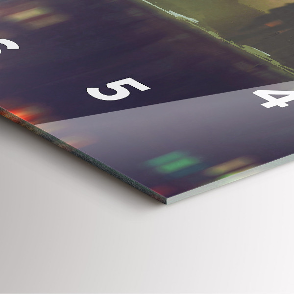 Square glass wall clock People with umbrellas