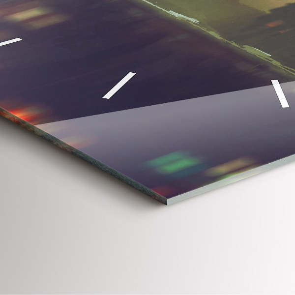 Square glass wall clock People with umbrellas