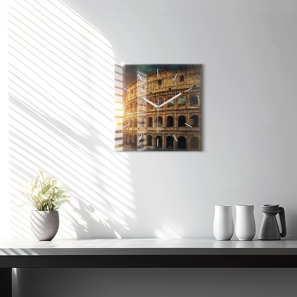 Square glass wall clock Roman Colosseum