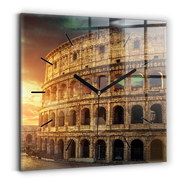 Square glass wall clock Roman Colosseum