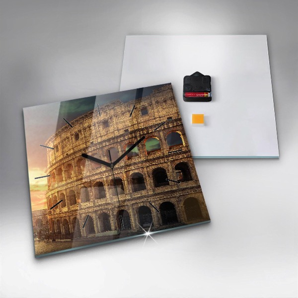 Square glass wall clock Roman Colosseum