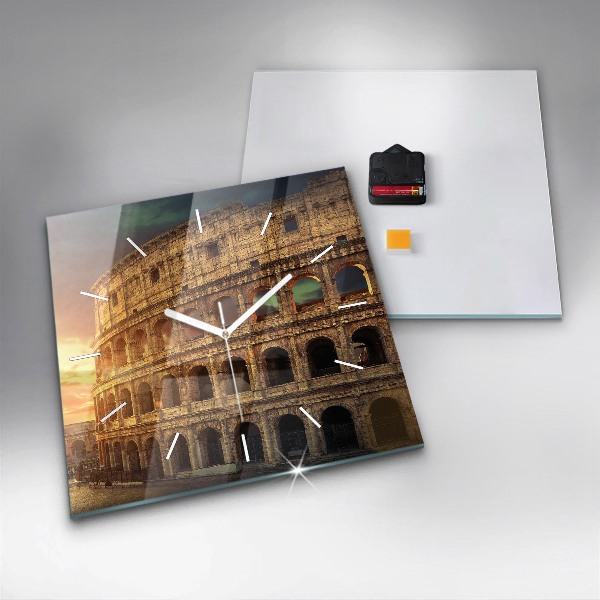 Square glass wall clock Roman Colosseum