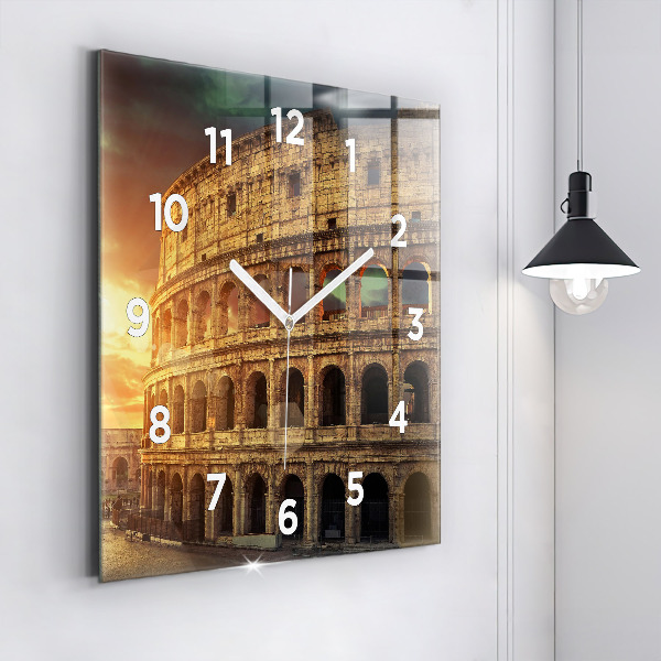 Square glass wall clock Roman Colosseum