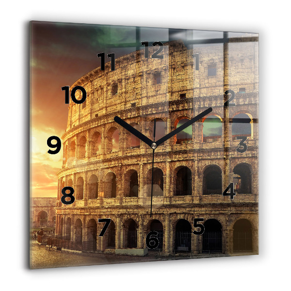 Square glass wall clock Roman Colosseum