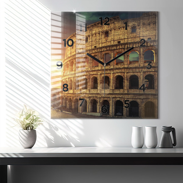 Square glass wall clock Roman Colosseum